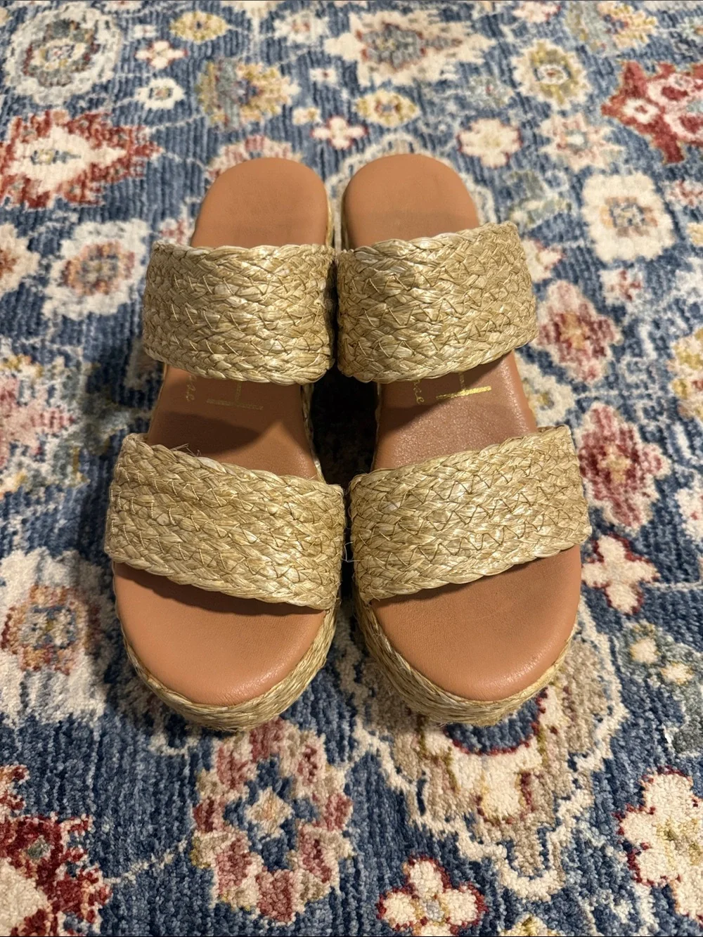 Beach by Matisse Natural Woven Platform Slide Sandals - Neutral Straw